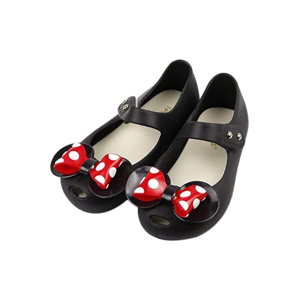 iFANS Black & Red Dot Rubber Mini Melissa Style Mary Jane Shoes Size 6